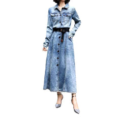 Fashion vintage long denim jacket