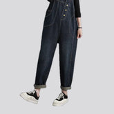 Fashionable contrast pattern women's jean bib