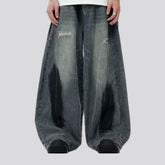 Fashionable faded wash men's jeans
