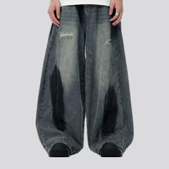 Fashionable faded wash men's jeans