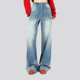 Fashionable high-rise baggy women's jeans