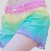 Fashionable high rise slim women's denim shorts