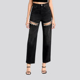 Fashionable high-waist colored women's jeans