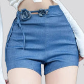 Fashionable high waist women's denim shorts