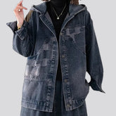 Fashionable medium fit boho women's jeans jacket