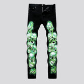 Fashionable medium rise stretchy men's jeans