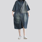 Fashionable mid-length denim dress