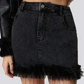 Fashionable miniature feather hem denim skirt