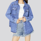Fashionable oversized acid women's denim jacket