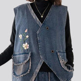 Fashionable oversized boho women's jean vest