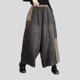 Fashionable patchwork denim culottes for women