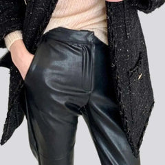 Cigarette wax women's denim pants