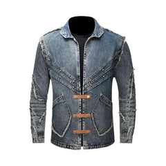 Slim-fit embroidered men's denim jacket