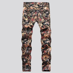 Painted ornament jeans for men