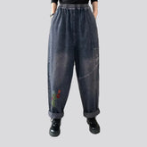 Floral print women's jean joggers