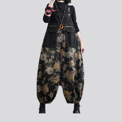 Floral style women's jeans dungaree