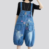 Floral style women's jeans overall