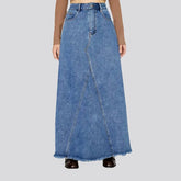 Frayed hem casual denim skirt