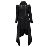 Gothic Asymmetrical Halter Eyelet Midi Dress