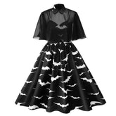 Gothic Bats Vintage Cape Plus Size Dress