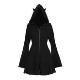 Gothic Cat Ears Zipper Hoodie Dress