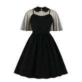 Gothic Fishnet Cape Vintage Dress