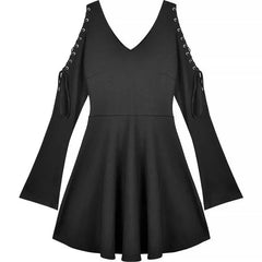 Gothic Harajuku Punk Sexy Lace Up Sleeves Mini Dress