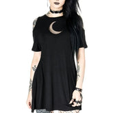 Gothic Hollow Out Moon Cold Shoulder Short Dress