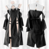 Gothic Hollowed-out Cross Uniform Dress