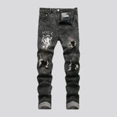 Graphic art mid-rise men's jeans