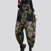 Graphic casual slouchy jean dungaree for women