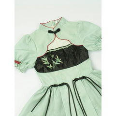 Green with Black Lace Lolita Cheongsam Dress