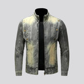 High collar men's denim jacket