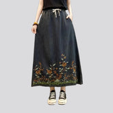 High waist botanical jeans skirt