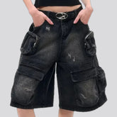 High-waist denim shorts for ladies