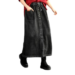 High-waist front-slit jean skirt for ladies