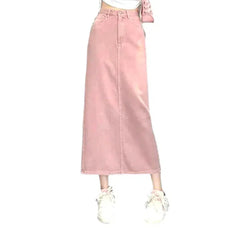 High-waist long jean skirt for ladies