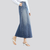 High waist medium wash denim skirt