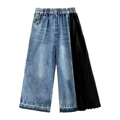 High-waist pleated jeans for ladies