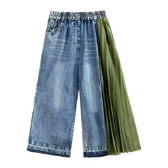 High-waist pleated jeans for ladies