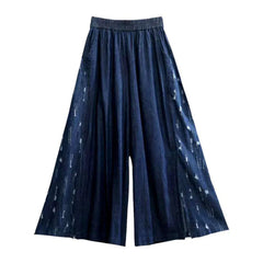 High-waist ripped denim pants for women