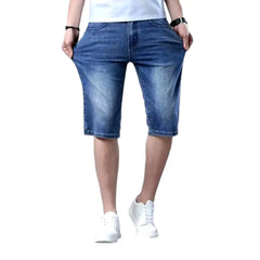 High-waist thin denim shorts for men