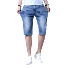 High-waist thin denim shorts for men