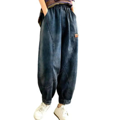 High-waist vintage denim pants for ladies