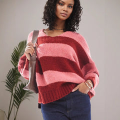 Casual Contrast Striped Sweater