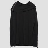 Dark Irregular Turtleneck Zipper Sweatshirt