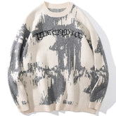 Tie Dye Embroidery Knitted Sweater