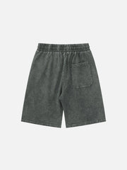 Butterfly Print Washed Denim Shorts