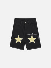 Flocking Star Denim Shorts