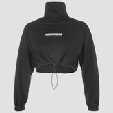 Drawstring Turtleneck Cropped Sweatshirt